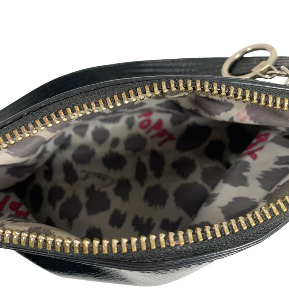COACH Poppy Black Patent Leather Pleated Clutch Hand Bag Purse Cheetah Liner - Picture 10 of 13